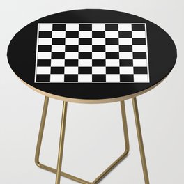 Vintage Chessboard & Checkers - Black & White Side Table
