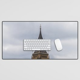 Great Britain Photography - Big Ben Under The Gray Cloudy Clouds Desk Mat