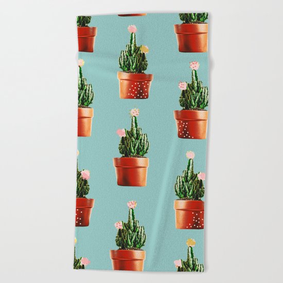 Cactus in Copper Pots #society6 #decor #buyart Beach Towel