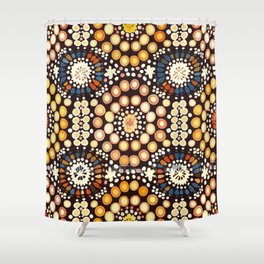 Australian Aboriginal Dot Painting Inspired Ethnic Pattern 2 Shower Curtain