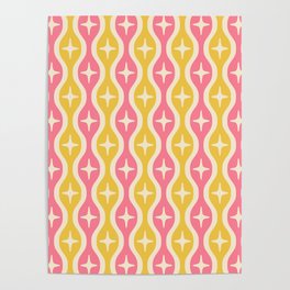 Moroccan Boho Pattern 153 yellow and Pink Poster