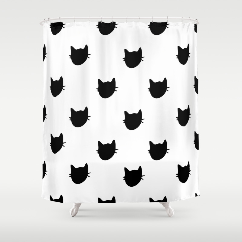 Black And White Cat Pattern Shower Curtain By Allyjcat Society6