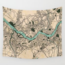 Seoul City Map of South Korea - Vintage Wall Tapestry