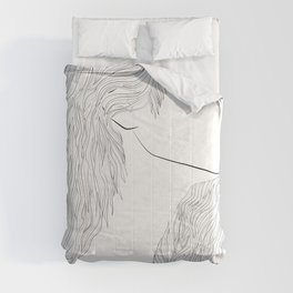 Woman Hairstyle 03 Line Art Comforter