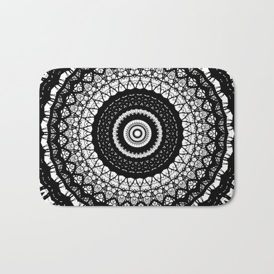 black and white mandala Bath Mat