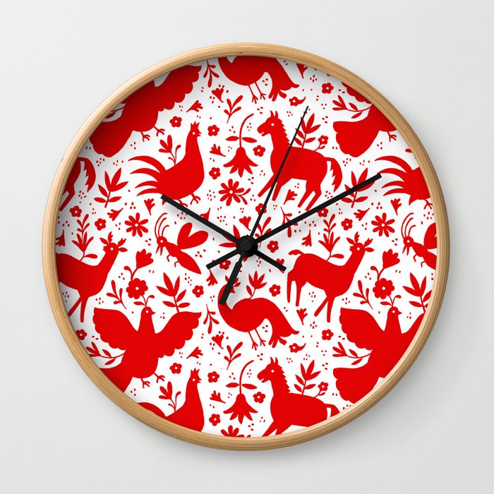 Otomi in red Wall Clock