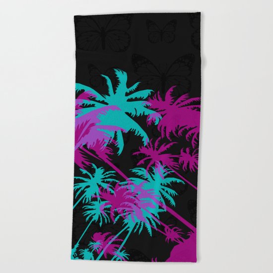 California Palm Trees at Night Beach Towel
