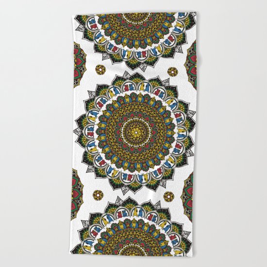 Pugs Yoga Mandala Beach Towel