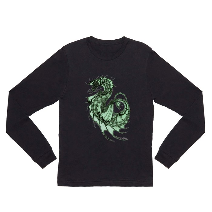 "Tsunami" by Amber Marine ~ Sea Dragon (Jade Version) ~ Graphite Illustration, (Copyright 2005) Long Sleeve T Shirt