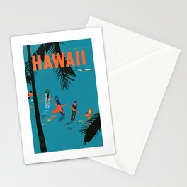 Jet Clippers To HAWAII Vintage Travel Poster Stationery Card