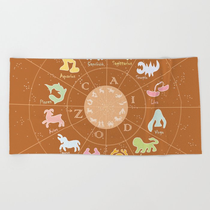 Zodiac, 2, Zodiac, Astrology, Horoscope, Stars, Sun-and-moon, Birthday, Valentines-day, Holidays, Beach Towel