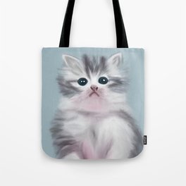 Cute Grey Kitten with Innocent Eyes Tote Bag