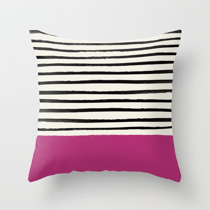 Raspberry x Stripes Throw Pillow