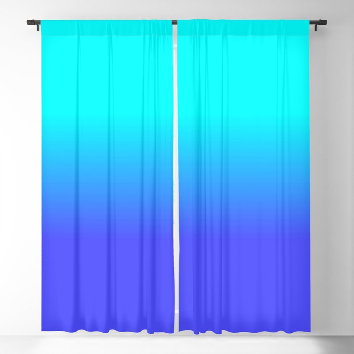 Neon Blue and Bright Neon Aqua Ombré Shade Color Fade Blackout Curtain