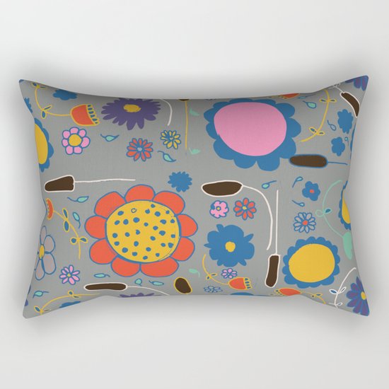 Blossom #3 gray Rectangular Pillow