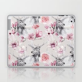 Pink Flower Deer Pattern Laptop Skin
