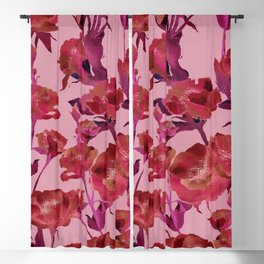 Pink Watercolor Floral Blackout Curtain