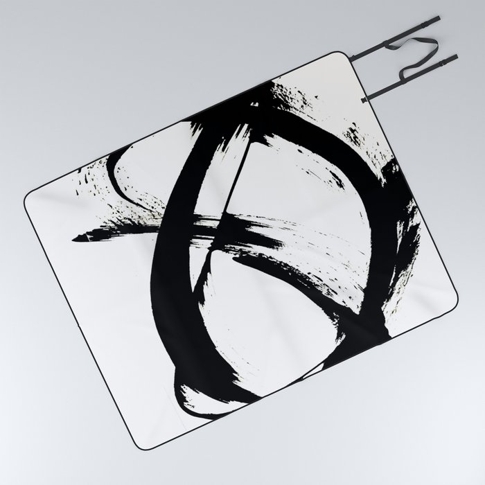 Brushstroke 7: a minimal, abstract, black and white piece Picnic Blanket