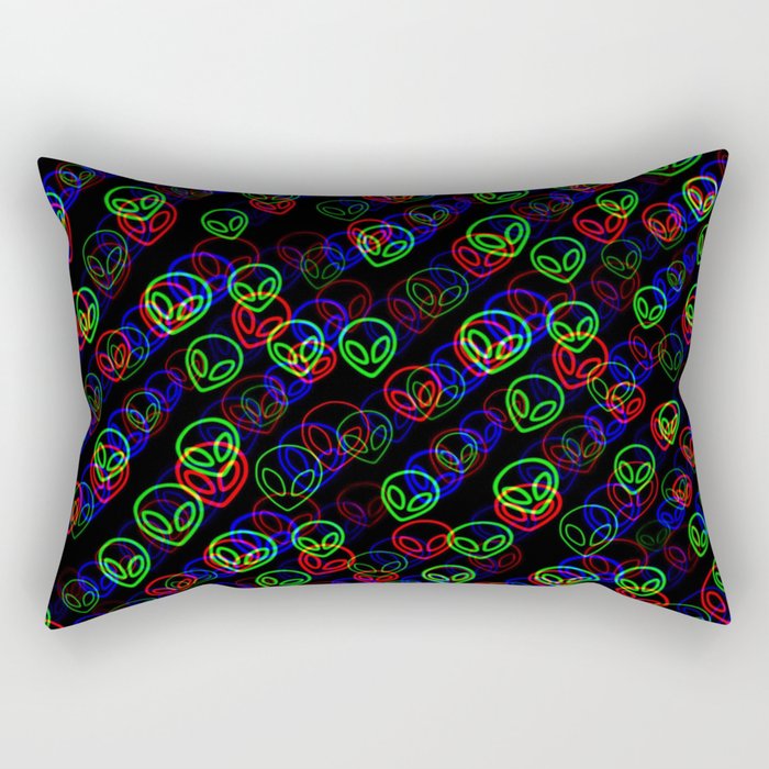 RGB Alien Outline Glitch Rectangular Pillow