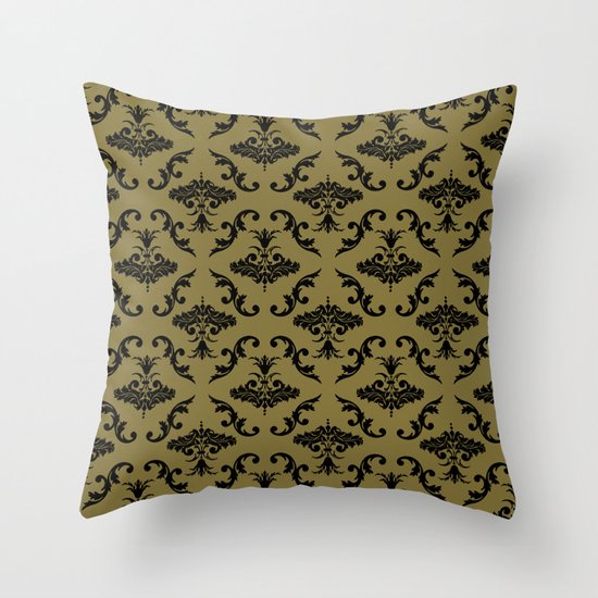 Gold Damask Throw Pillow