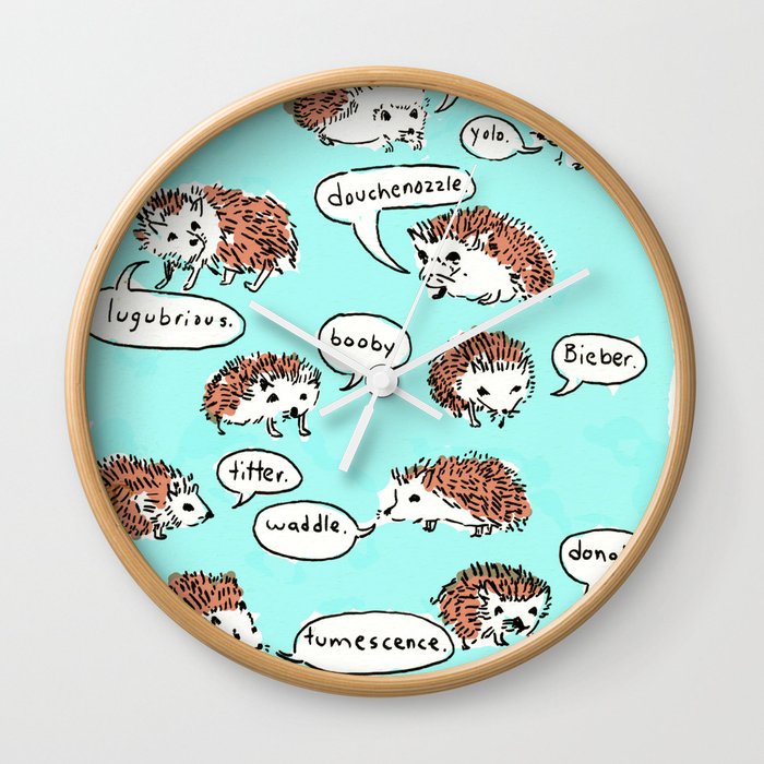 Hedgehogs Say Funny Things Wall Clock