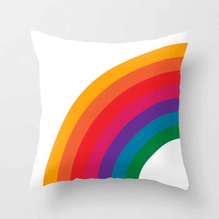 Retro Bright Rainbow - Left Side Throw Pillow