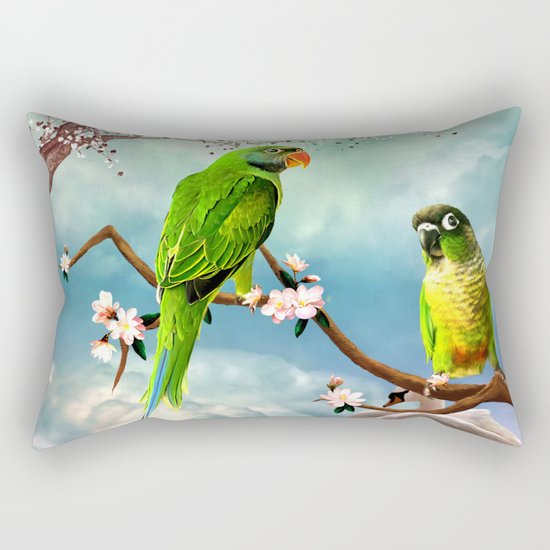 Wonderful, cute parrots Rectangular Pillow