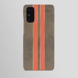 Vintage Hipster Retro Design - Brown Leather with Gold and Orange Stripes Android Case