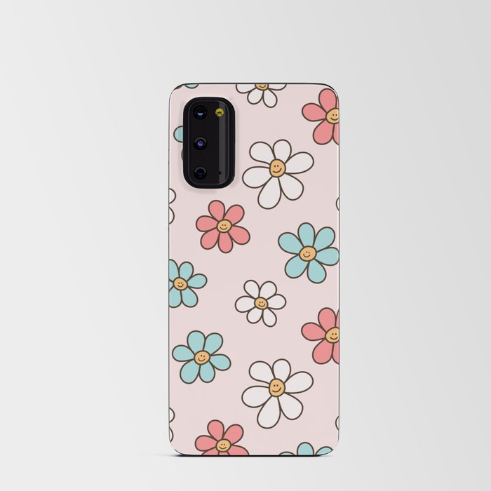 Happy Daisy Pattern, Cute and Fun Smiling Colorful Daisies Android Card Case