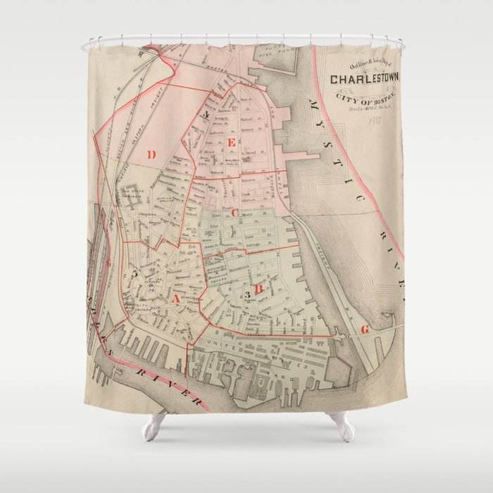 Vintage Map of Charlestown MA (1885) Shower Curtain