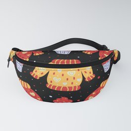 Christmas Ugly Sweaters Red, Yellow And Black Pattern Fanny Pack