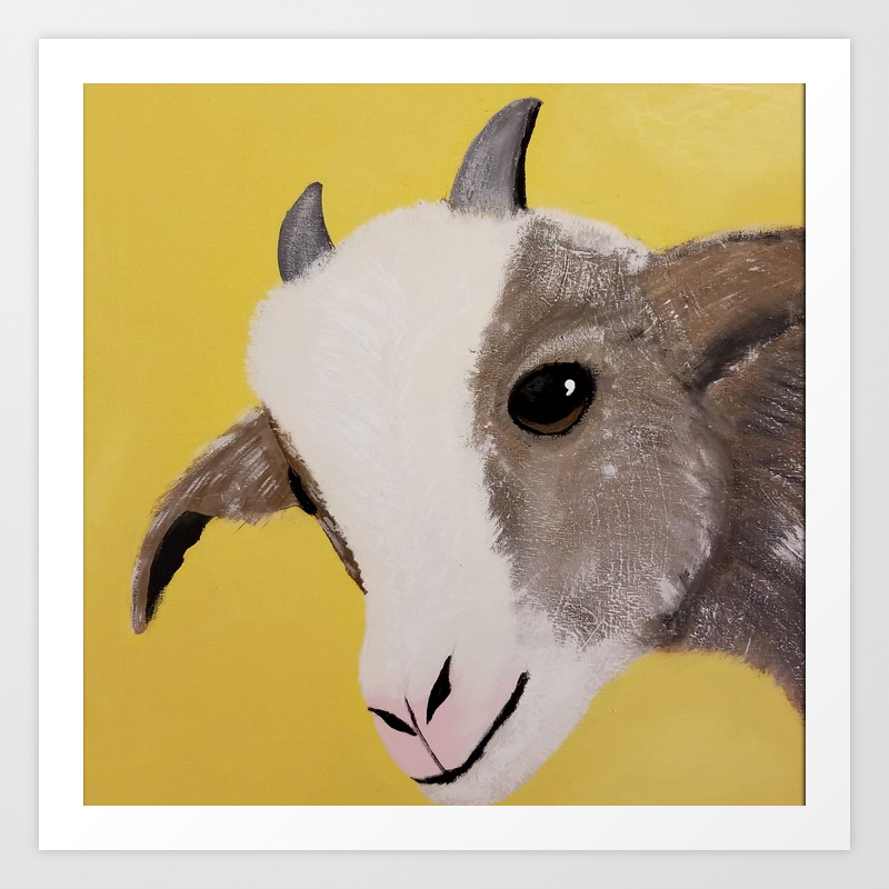 CUTE YOUNG GOAT ANIMAL PAINTING STYLE BOX CANVAS PRINT WALL ART PICTURE 