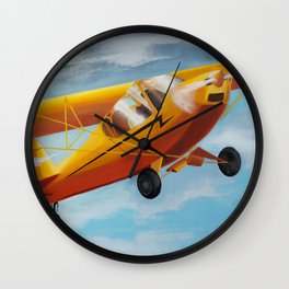 Yellow Plane, Blue Sky Wall Clock