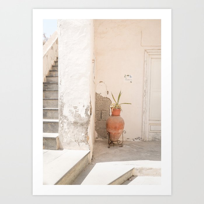 White Street Corner Photo | Procida Island Boho House Art Print | Italy Travel Photography Art Print