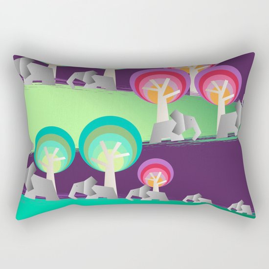 Walking With Elephants Rectangular Pillow