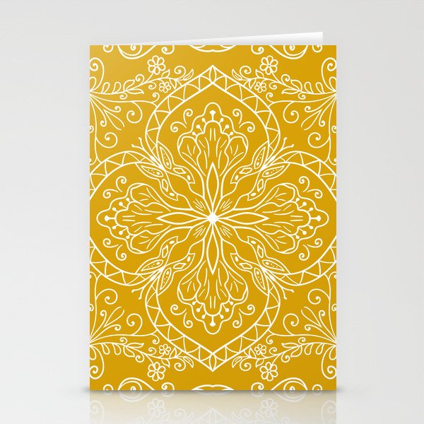 Mustard Yellow Boho Elegant Mandala Stationery Cards