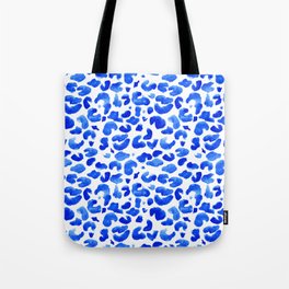 Leopard Print Blue and White Tote Bag