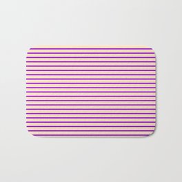 [ Thumbnail: Dark Violet & Bisque Colored Stripes/Lines Pattern Bath Mat ]