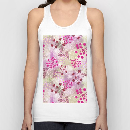 bright floral pattern ,watercolor background. Unisex Tank Top