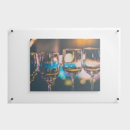 Glowing Wine Glasses filled with Blue Light Floating Acrylic Print