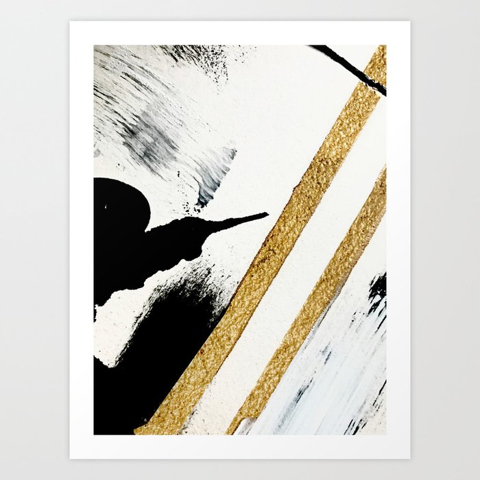 Armor [8]: a minimal abstract piece in black white and gold by Alyssa Hamilton Art Art Print