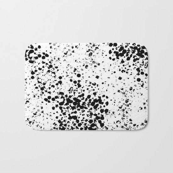 Apolline - black and white ink spots dots polka dots hipster urban retro minimal abstract painting Bath Mat