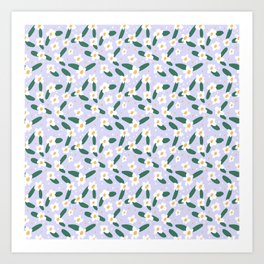 White Blooms in Lilac Art Print