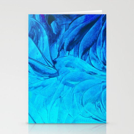 PETAL PINWHEELS, Revisited - Indigo Royal Blue Turquoise Floral Pattern Swirls Ocean Water Flowers Stationery Cards