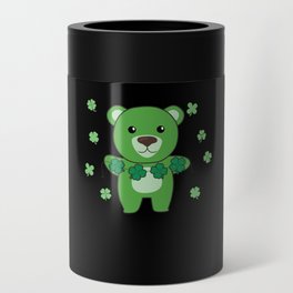 Bear With Shamrocks Cute Animals For Luck Can Cooler