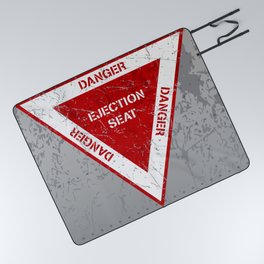 Ejection Seat Danger Warning Triangle Military Fighter Jet Aircraft Distressed Design Picnic Blanket