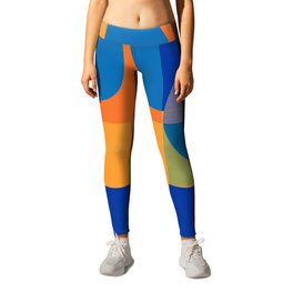 Abso 101 Leggings | Abstract, Modern, Blueshapes, Digital, Contemporary, Painting, Orangebackground, Abstractforms 