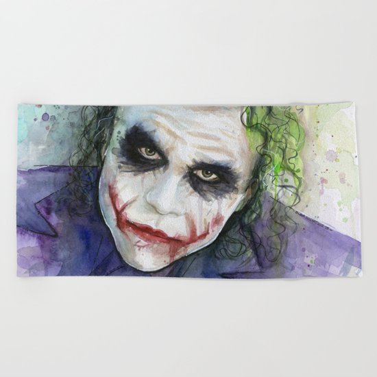 The Joker Watercolor Beach Towel