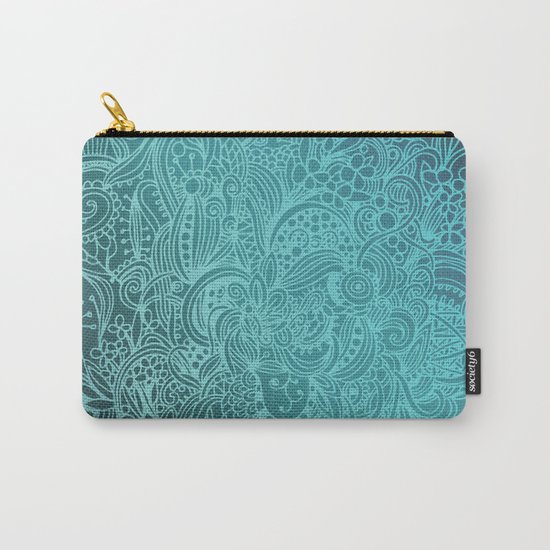Detailed zentangle square, blue colorway Carry-All Pouch