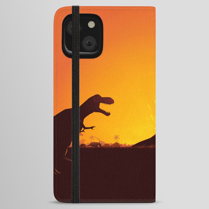 Dinosaurs with volcano  iPhone Wallet Case